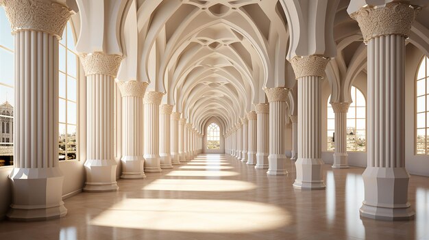 Imagen en 3D del hermoso interior de la mezquita