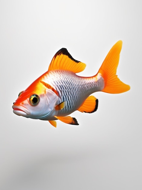 Imagen en 3D de un hermoso pez sobre un fondo blanco