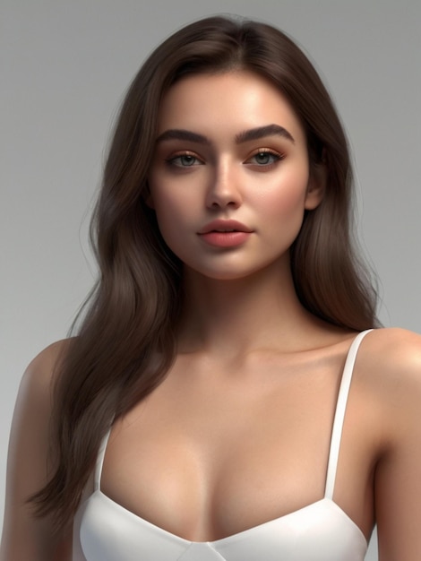 Una imagen en 3D de una joven y hermosa modelo