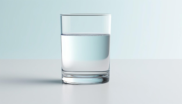 una imagen 3D mínima de un simple vaso de agua