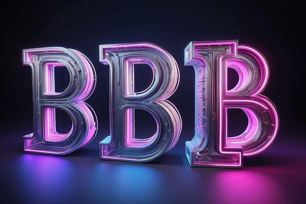 Imagen 3D de neón de las letras bts