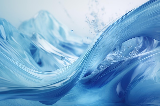 Imagen 3D Ondas de baile de azul líquido fusionándose y salpicando
