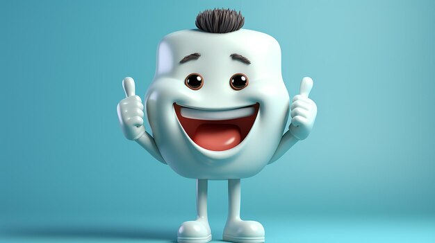 Foto imagen en 3d de un personaje de dibujos animados de dientes blancos felices