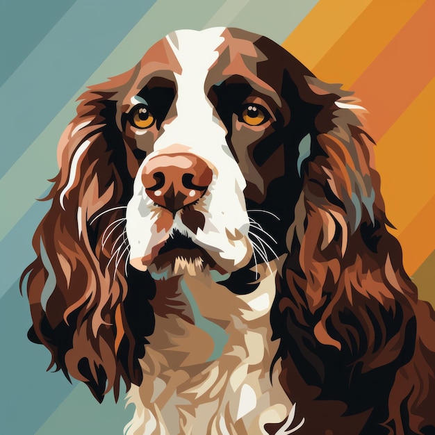 Imagen de 8 bits audaz y colorida de un Springer Spaniel inglés