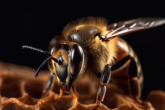 Imagen de abeja en panal Insecto Animales ilustración IA generativa