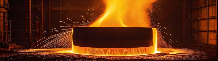 Imagen abstracta de acero fundido brillando en un horno perfecto para un fondo dramático