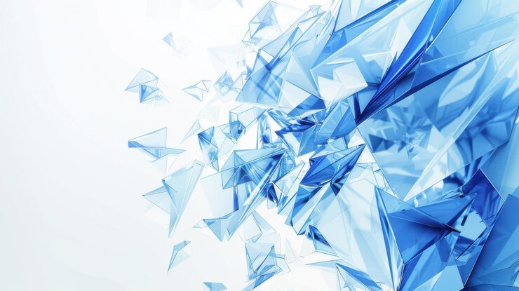 Una imagen abstracta azul y blanca con muchos triángulos