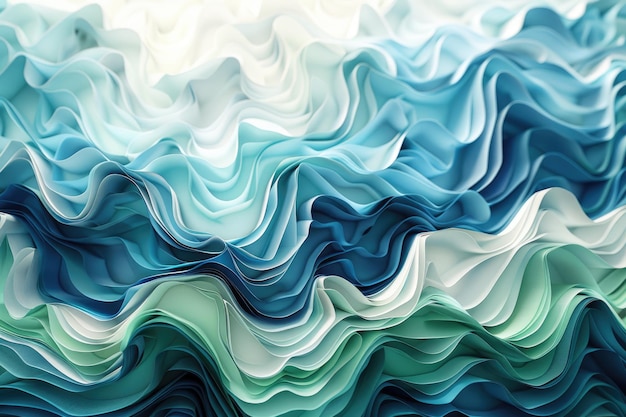 una imagen abstracta azul y verde de una onda