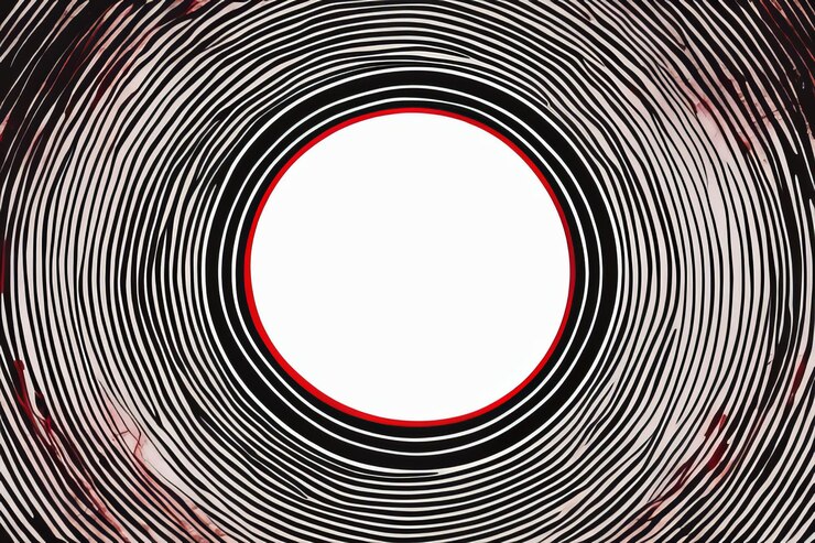 Foto una imagen abstracta en blanco y negro de un círculo con un borde rojo