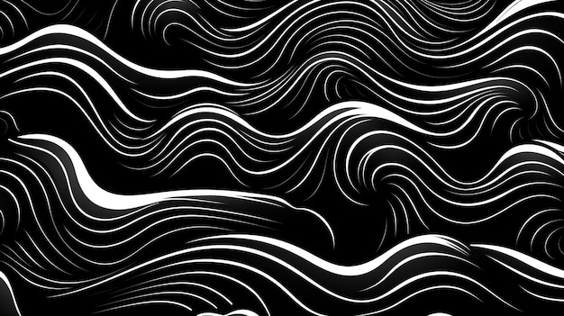 una imagen abstracta en blanco y negro de olas y olas.