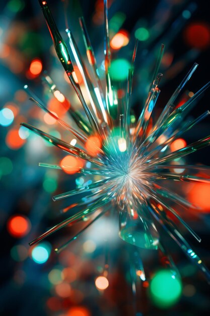 Foto una imagen abstracta de un cable de fibra óptica con luces de colores