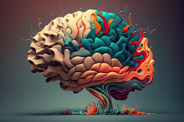 Imagen abstracta del cerebro en forma de bellas artes modernas