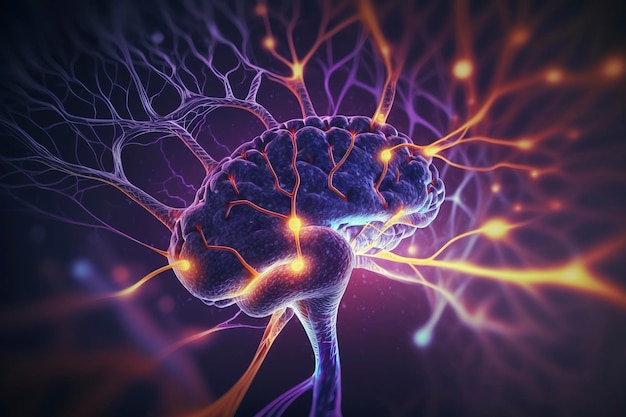 Imagen abstracta científica y tecnológica de la red neuronal biológicaImagen generada por tecnología AI