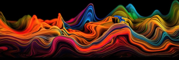 Una imagen abstracta de colores de fusión vibrantes en un fondo de patrón horizontal IA generativa