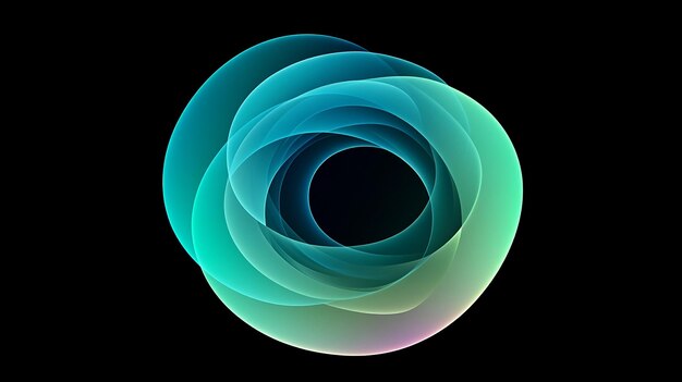 una imagen abstracta colorida de una espiral con un fondo negro