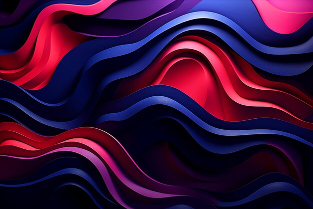 una imagen abstracta colorida de una ola con rayas púrpuras y azules