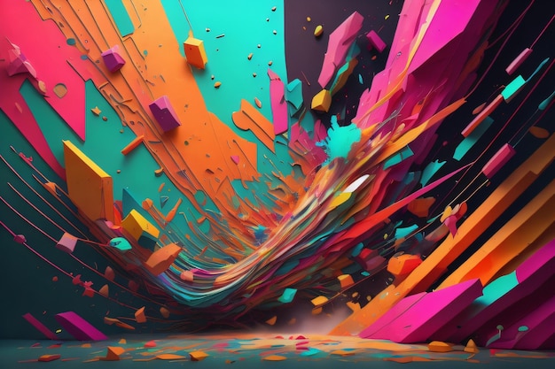 Una imagen abstracta colorida de una pared que tiene un agujero.