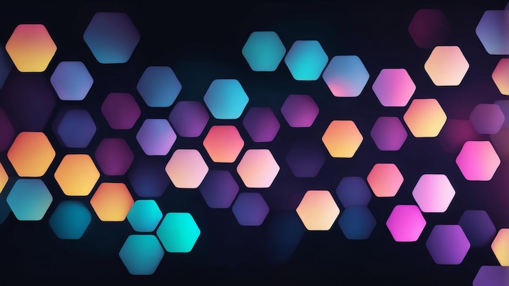 Foto una imagen abstracta colorida con un patrón de hexágonos con un resplandor de neón