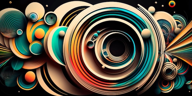 Imagen abstracta compuesta por líneas o círculos de colores IA generativa