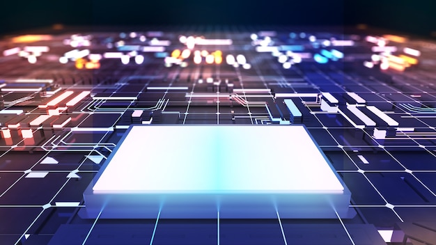 Imagen abstracta del concepto de tecnología futura, ciencia ficción de imágenes de tecnología futura, representación 3d