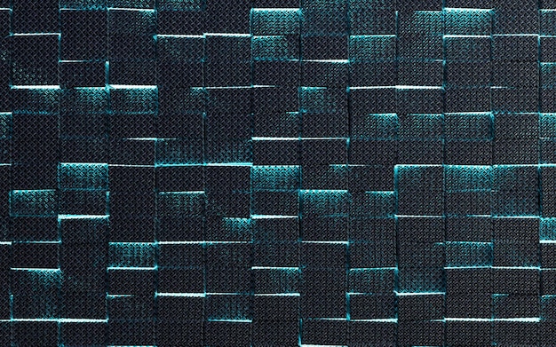 Imagen abstracta de cubos o fondo de bloque. Luces de neón brillantes y textura brillante y suave.