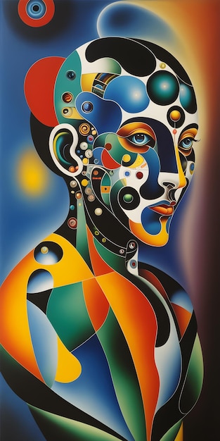 Imagen abstracta cyborg hombre futurista multicolor ilustración estilizada ai generado