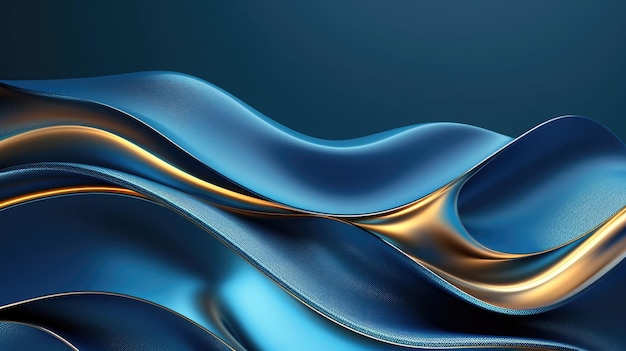 Una imagen abstracta de dos colores de azul y oro en forma de tela aigx