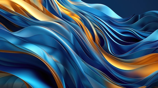 Una imagen abstracta de dos colores de azul y oro en forma de tela aigx