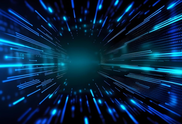 Una imagen abstracta futurista con elementos digitales y un esquema de colores azules