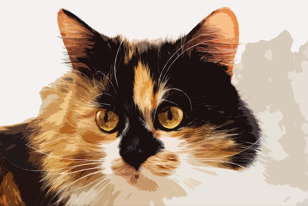 Imagen abstracta de gato en el estilo de dibujo de pincel retrato de primer plano