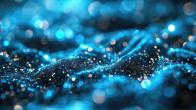 La imagen abstracta del holograma azul en forma de onda brillantemente reluciente aigx