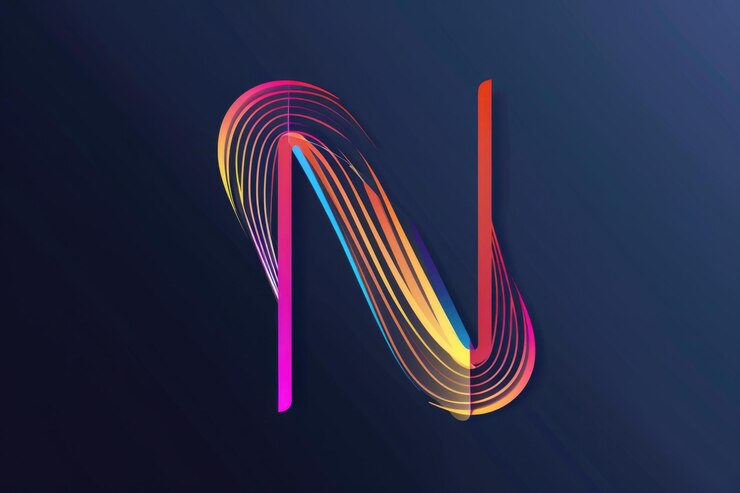 Foto imagen abstracta de líneas de colores vibrantes que forman la letra u adecuada para proyectos de diseño gráfico o materiales educativos