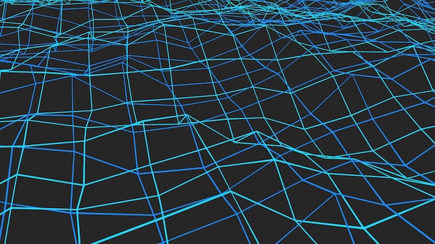 Imagen abstracta de líneas de cuadrícula azul sobre un fondo gris Papel de pared de escritorio Ilustración de renderización
