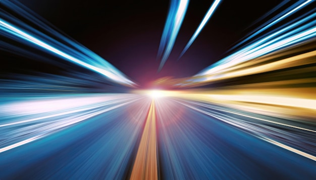 Imagen abstracta de movimiento de velocidad en la carretera en fondo oscuro