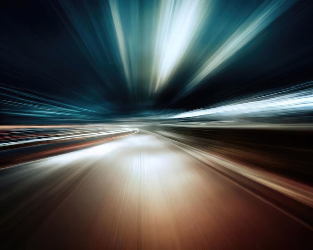 Imagen abstracta de movimiento de velocidad en la carretera en fondo oscuro