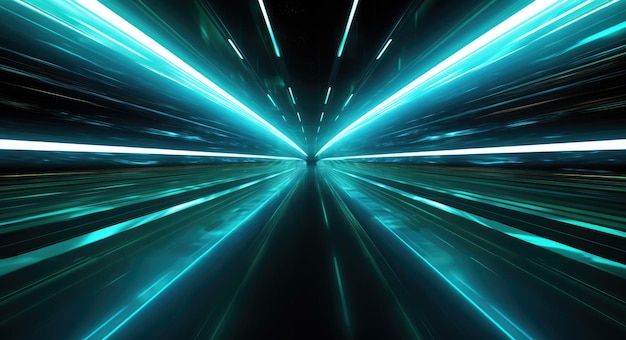 Imagen abstracta de movimiento de velocidad verde claro sobre un fondo oscuro Foto de alta calidad