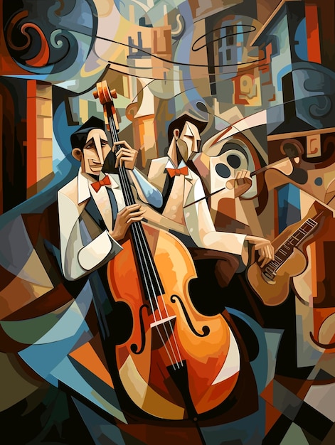 Imagen abstracta de músicos de jazz en las calles de Nueva Orleans
