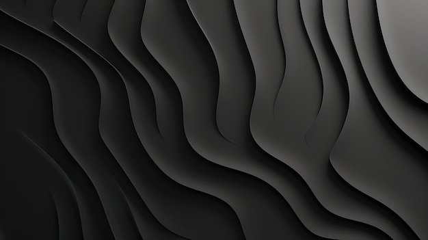 Imagen abstracta de ondas monocromáticas en un fondo negro minimalismo capas pliegues separación segmentación diseño textura dinámica movimiento telón de fondo generativo por IA
