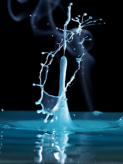 Foto imagen abstracta de salpicaduras de agua contra un fondo negro