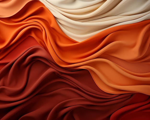 una imagen abstracta de una tela roja, blanca y naranja
