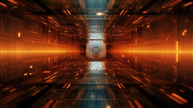 Una imagen abstracta de un túnel con una luz y la palabra datos en la parte inferior.