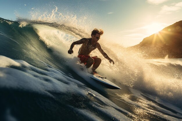 Imagen de acción de alta resolución de surf, paddleboard y la emoción del jet ski