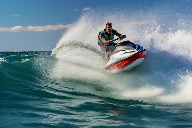 Foto imagen de acción de alta resolución de surf, paddleboard y la emoción del jet ski