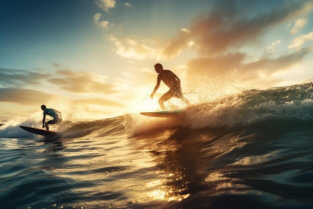 Imagen de acción de alta resolución de surf, paddleboard y la emoción del jet ski