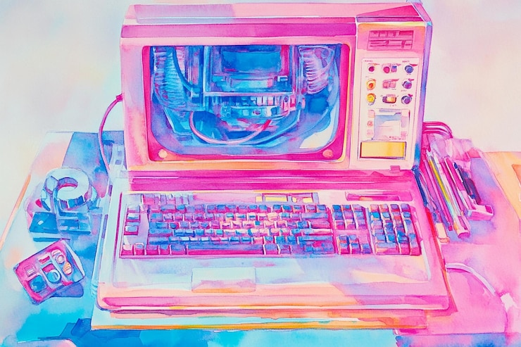 Foto una imagen en acuarela de gadgets simétrico compuesto generativo ai