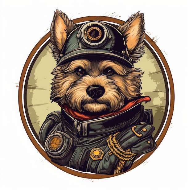 Imagen adhesiva del terrier de Yorkshire Dieselpunk