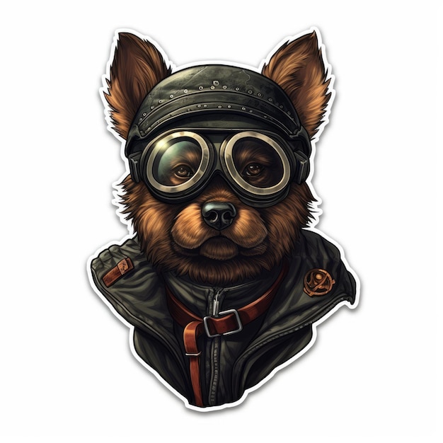 Imagen adhesiva del terrier de Yorkshire Dieselpunk