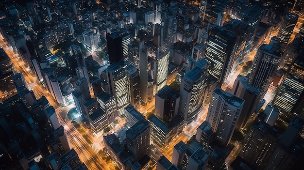 Imagen aérea de la IA generativa de la Avenida Paulo de Sao Paulo en Brasil