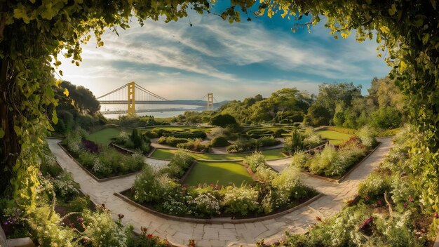 Foto imagen aérea del jardín de morro en vila nova de gaia, portugal