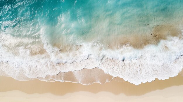 Una imagen aérea minimalista y tranquila que muestra una playa tropical prístina